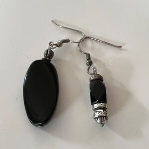 46 Black Bead Drop Earrings missed matched